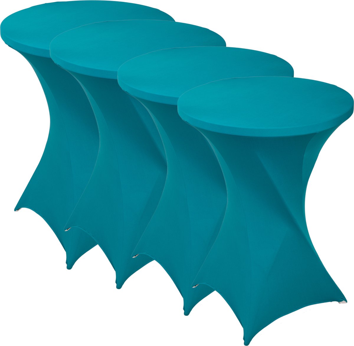 Statafelrok Turquoise x 4 – ∅80-85 x 110 cm – Statafelhoes Stretch 4 Stuks – Tafelhoezen voor Statafel Sta Tafel Hoes | Staantafelhoes – Geschikt voor Horeca Evenementen | Cocktailparty | Trouwerij